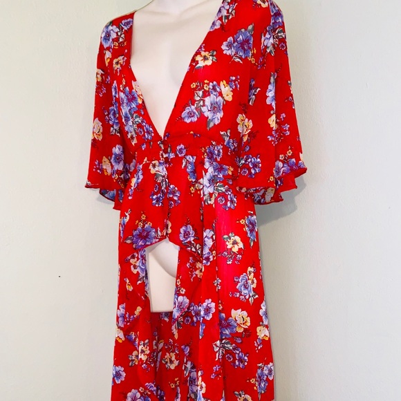 NWOT Beautiful floral button maxi kimono - Picture 5 of 10
